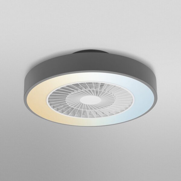 OSRAM SMART+ WiFi LED stropni ventilator CYLINDER, siv, tih, zatemnjen, Siva, Dnevna soba / jedilnica, Plastika, Sodobni