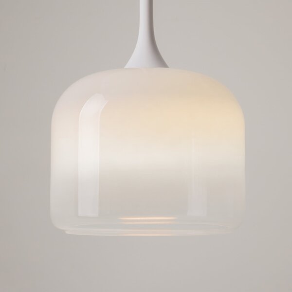 Maytoni LED obesna svetilka Spirito, bela, steklo/kovina, Ø 26 cm, Bela, Dnevna soba / jedilnica, Steklo