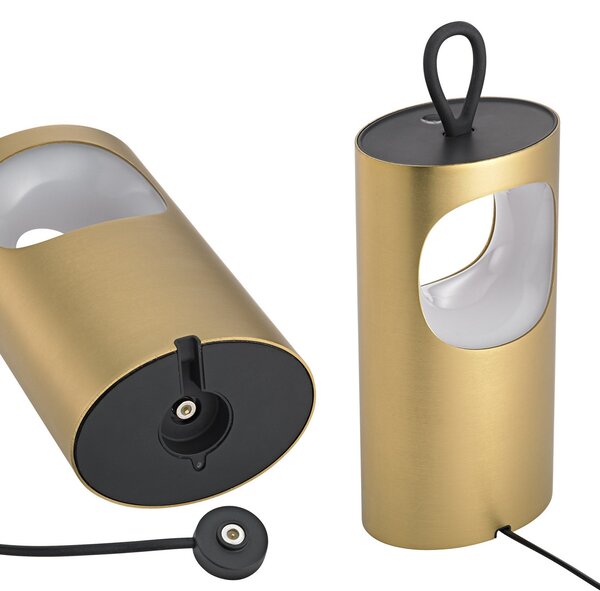 Sigor LED namizna svetilka Lunari, zlata barva, 16 cm, kovina, CCT IP44, zatemnjen, Zlata / medeninasta, Dnevna soba / jedilnica, Aluminij, Sodobni