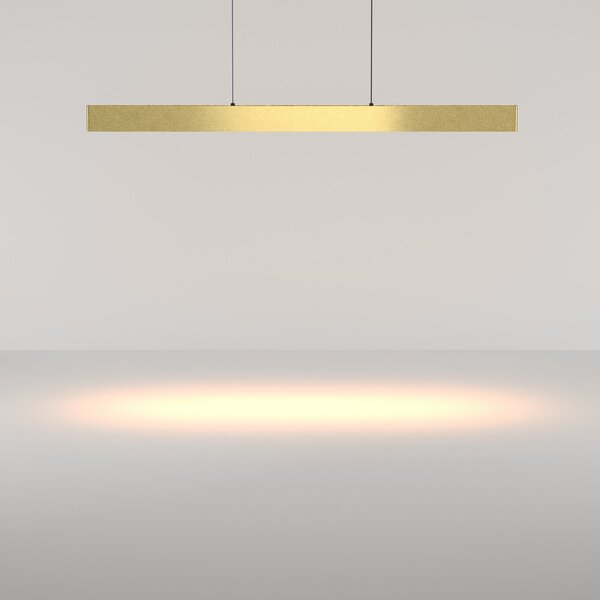 Maytoni LED viseča svetilka Ephoria, medenina, aluminij, dolžina 116 cm, zatemnjen, Zlata / medeninasta, Dnevna soba / jedilnica, Aluminij