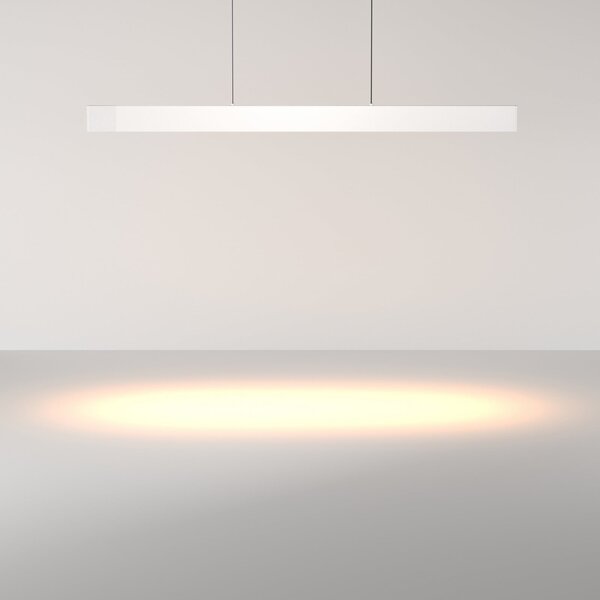 Maytoni LED obesna svetilka Ephoria, bela, aluminij, dolžina 116 cm, zatemnjen, Bela, Dnevna soba / jedilnica, Aluminij