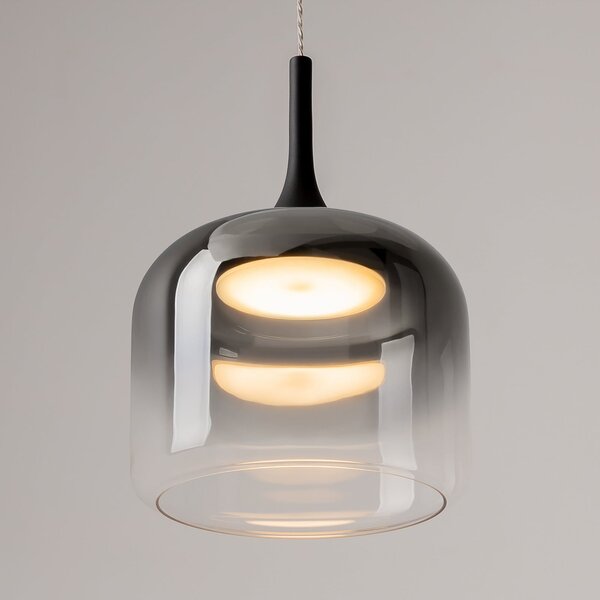 Maytoni LED obesna svetilka Spirito, dimno siva, steklo, Ø 26 cm, Siva, Dnevna soba / jedilnica, Steklo