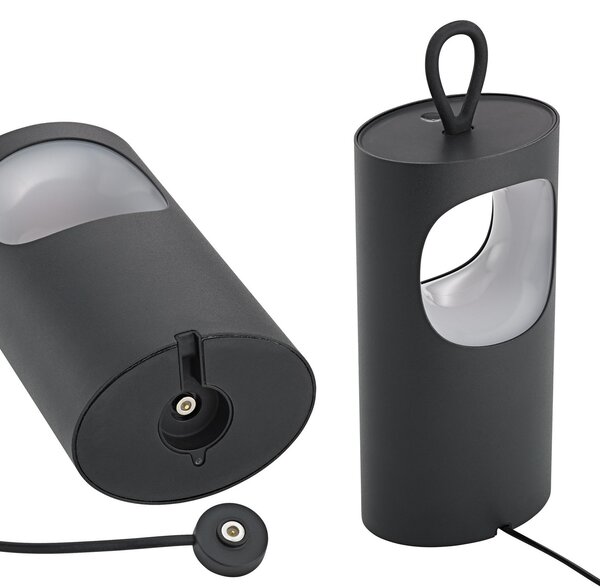 Sigor LED namizna svetilka Lunari, črna, 16 cm, kovina, CCT IP44, zatemnjen, Črna, Dnevna soba / jedilnica, Aluminij, Sodobni