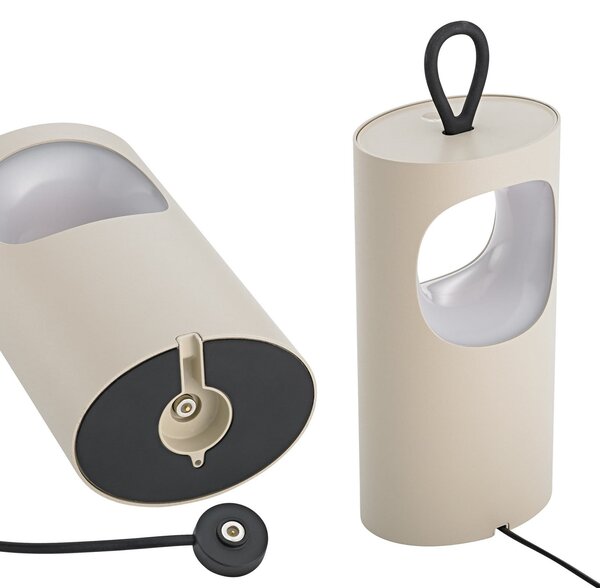 Sigor LED namizna svetilka Lunari, bež, 16 cm, kovina, CCT IP44, zatemnjen, Bež, Dnevna soba / jedilnica, Aluminij, Sodobni