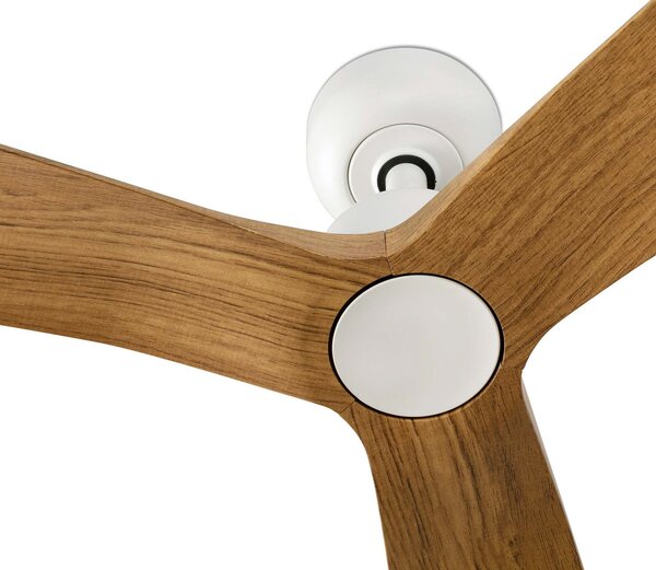 FARO BARCELONA Stropni ventilator Outwood, rjav, DC, tih, Ø 150 cm, IP44, Les, Dnevna soba / jedilnica, Plastika, Podeželska hiša / Rustikalna
