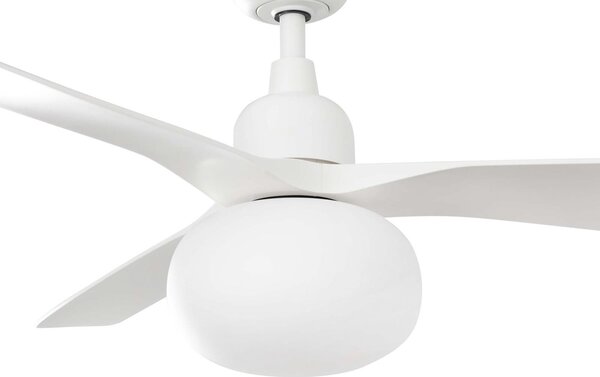 FARO BARCELONA Stropni ventilator z lučjo Outwood, bel, DC, tih, Ø150cm, zatemnjen, Bela, Dnevna soba / jedilnica, Plastika, Sodobni