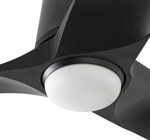 FARO BARCELONA LED stropni ventilator Hey, črn, DC, tih, Ø 90 cm, CCT, zatemnjen, Črna, Dnevna soba / jedilnica, Plastika, Sodobni