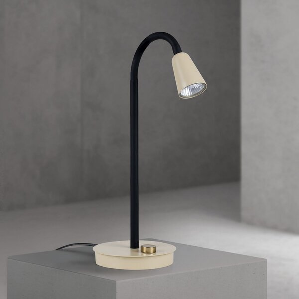 ORION Namizna svetilka Dotty, kaki, višina 45 cm, podstavek, dimmer, GU10, zatemnjen, Bež, Dnevna soba / jedilnica, Kovina, Sodobni, Svetilka za branje