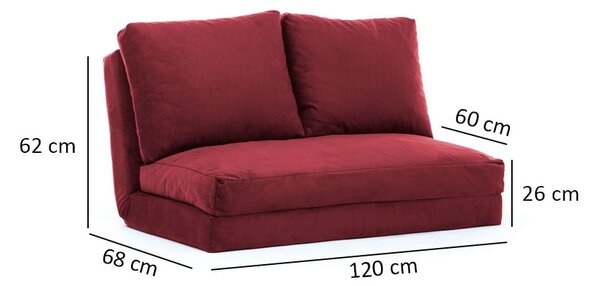 Bordo rdeča raztegljiva sedežna garnitura 120 cm Taida – Balcab Home