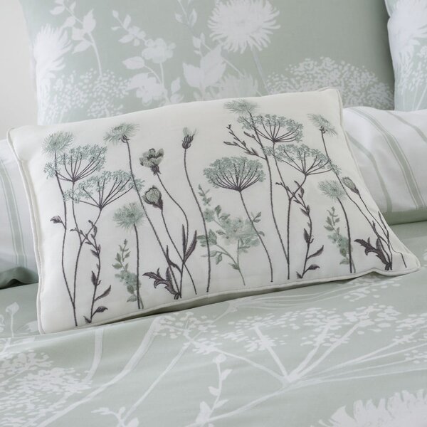 Bela in zelena blazina Catherine Lansfield Meadowsweet Floral, 30 x 40 cm