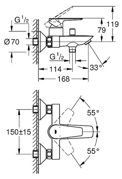 Armatura za kad Grohe Start Edge (krom, sijaj)