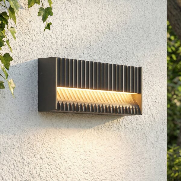 Lucande LED zunanja stenska svetilka Tavion, 25 cm, antracit, IP65, Črna, Aluminij, Sodobni