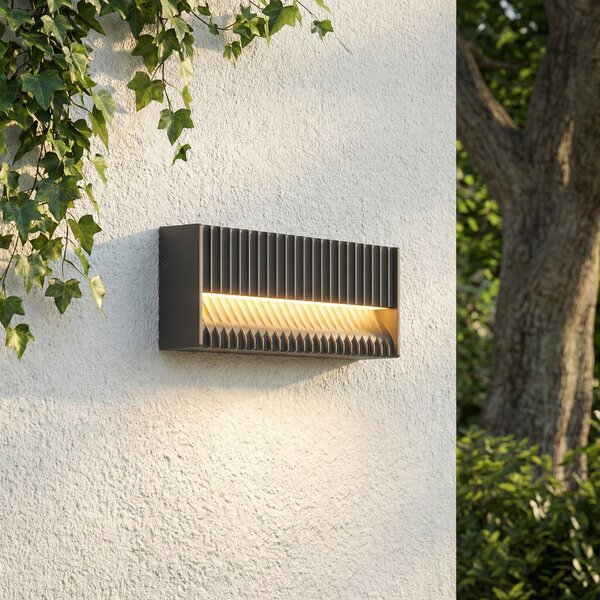 Lucande LED zunanja stenska svetilka Tavion, 25 cm, antracit, IP65, Črna, Aluminij, Sodobni