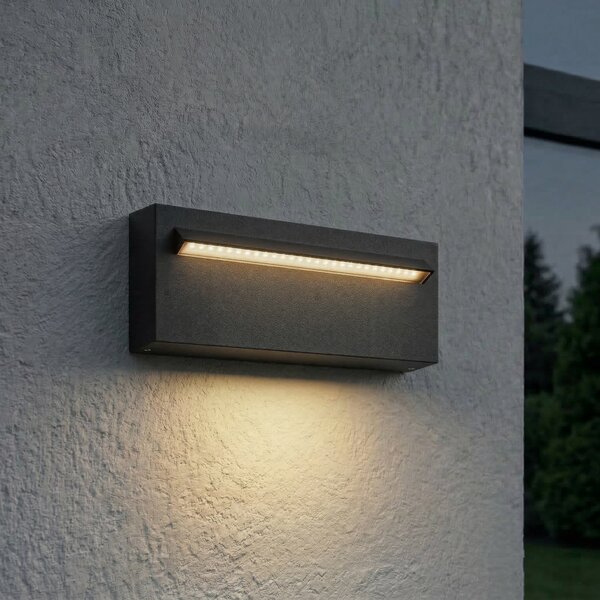 Lucande LED zunanja stenska svetilka Joril, 25 cm, črna, IP65, Črna, Aluminij, Sodobni