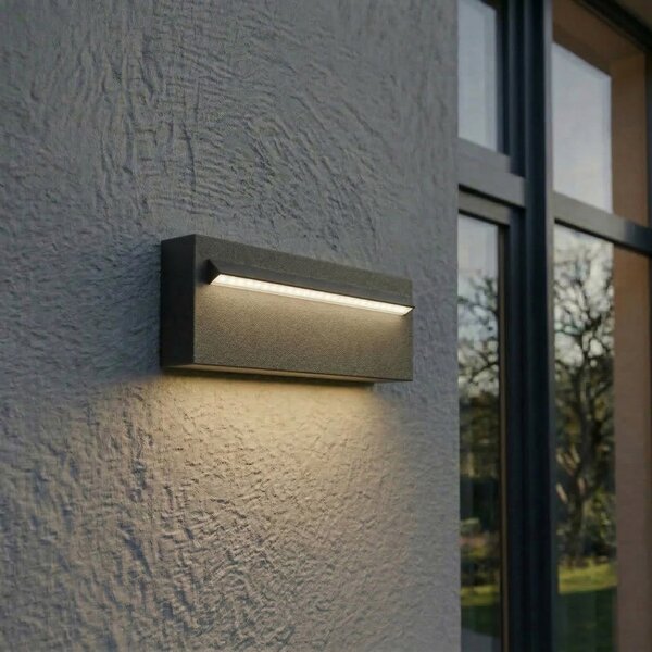 Lucande LED zunanja stenska svetilka Joril, 25 cm, črna, IP65, Črna, Aluminij, Sodobni