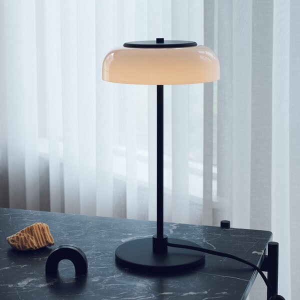 Nuura Aps LED namizna svetilka Blossi, višina 43 cm, črna/opal, zatemnjen, Črna, Dnevna soba / jedilnica, Kovina, Skandinavski