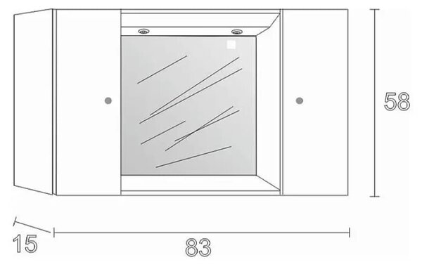 Kopalniška omarica z ogledalom Capri (83 x 58 x 15 cm, bela)