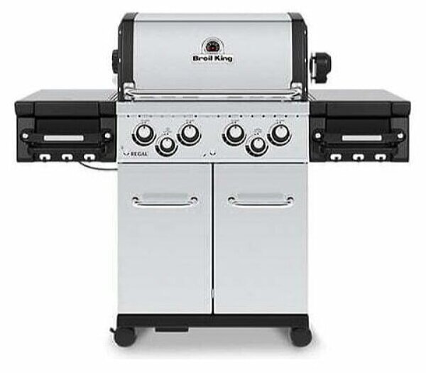 Plinski žar Broil King Regal S490 (4 gorilniki, 13,2 kW, stranski gorilnik 2,7 kW, 65 x 48,5 cm površina za peko)