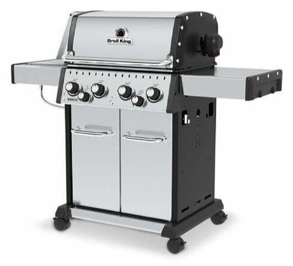 Plinski žar Broil King Baron S 490 IR (4 gorilniki, 11,4 kW, IR stranski gorilnik 3,1 kW, 66 x 44 cm površina za peko)