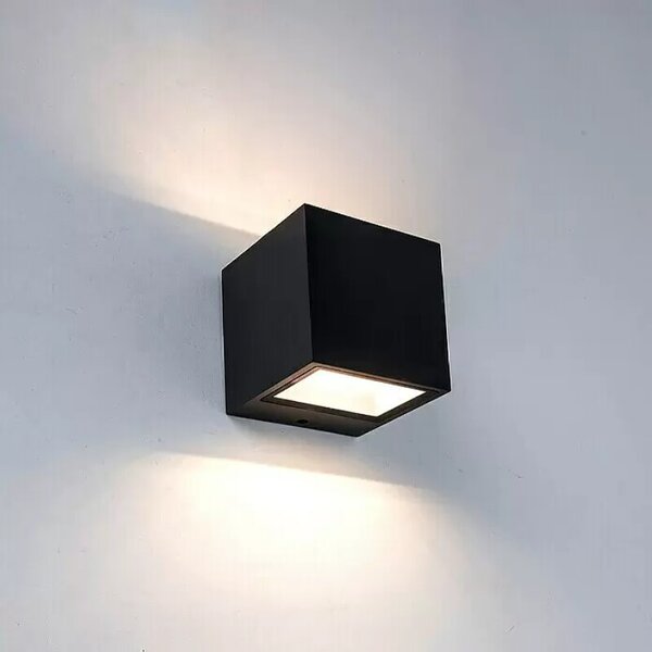 LED zunanja stenska svetilka Lutec Gemini (9 W, 8,8 x 8,5 x 8,6 cm, toplo bela svetloba, črna)