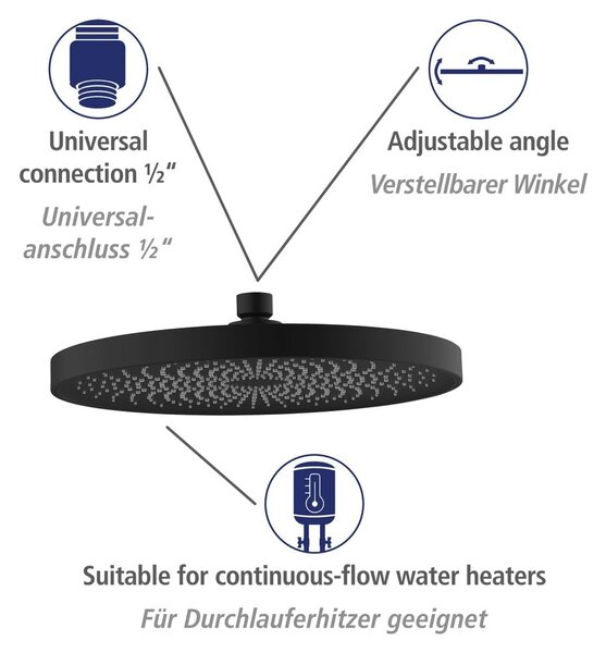 Črna tuš garnitura iz nerjavečega jekla 120 cm Soft Water – Wenko