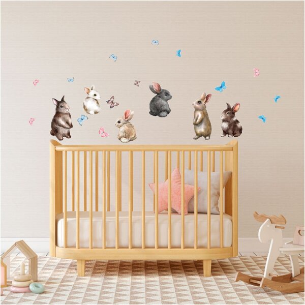 Stenske nalepke Ambiance Baby Rabbits