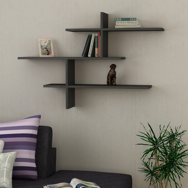 Antracitno siva večnivojska polica 123 cm Leo – Kalune Design