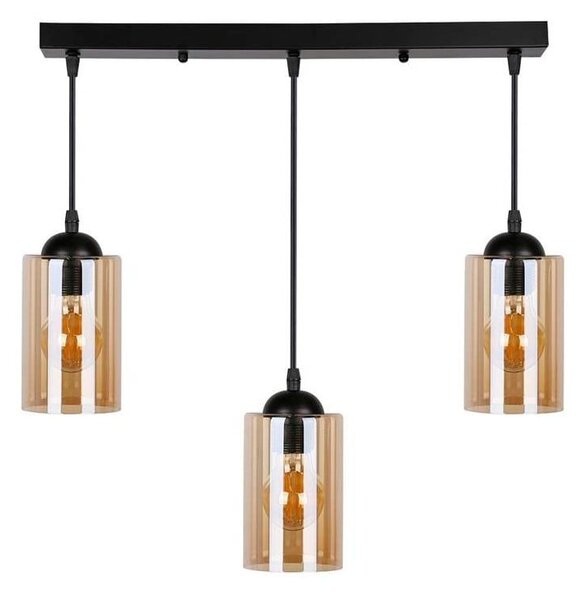 Črna viseča svetilka s steklenim senčnikom 10x55 cm Bistro - Candellux Lighting