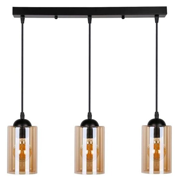 Črna viseča svetilka s steklenim senčnikom 10x55 cm Bistro - Candellux Lighting