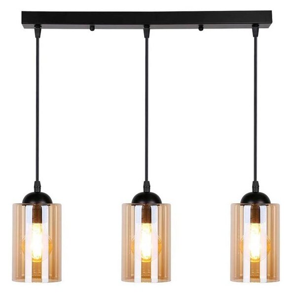 Črna viseča svetilka s steklenim senčnikom 10x55 cm Bistro - Candellux Lighting