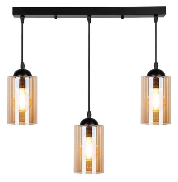 Črna viseča svetilka s steklenim senčnikom 10x55 cm Bistro - Candellux Lighting