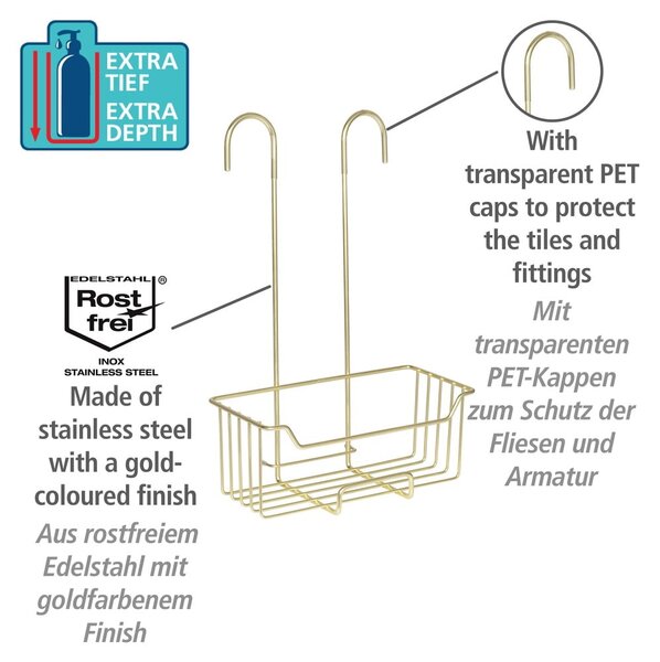 Viseča kopalniška polica iz nerjavečega jekla v zlati barvi Milo – Wenko