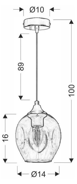 Črna viseča svetilka s steklenim senčnikom ø 14 cm Aspa - Candellux Lighting