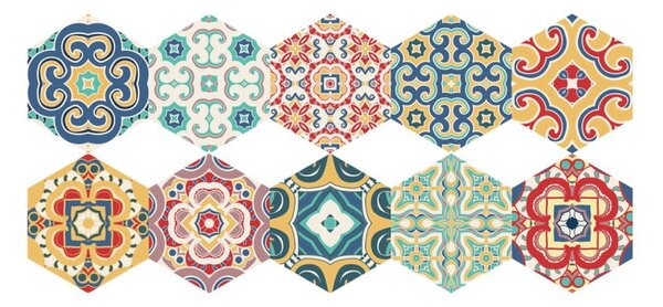 Komplet 10 talnih nalepk Ambiance Floor Stickers Hexagons Lorena, 40 x 90 cm