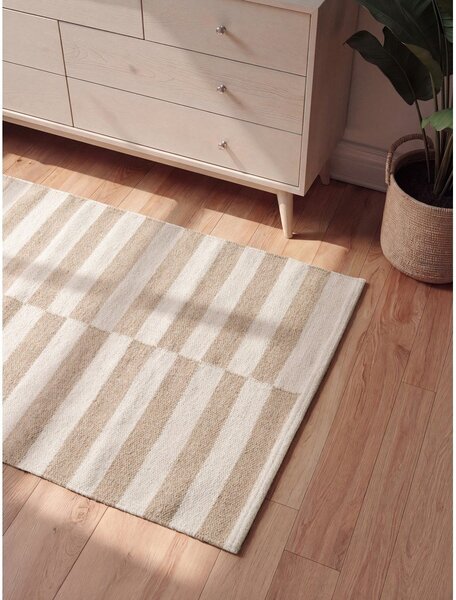 Bela/svetlo rjava obojestranska/ročno tkana volnena preproga 80x150 cm Vika – Hanse Home