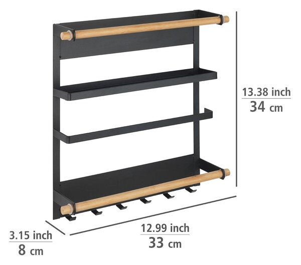 Črn stenski kuhinjski organizator Wenko Magna