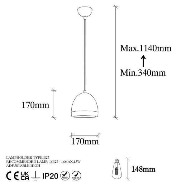 Črna/zlata viseča svetilka s kovinskim senčnikom ø 17 cm Mugo – Opviq lights