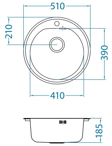 Pomivalno korito Alveus Form 30 (premer: 51 cm, višina: 15,5 cm, nerjavno jeklo)