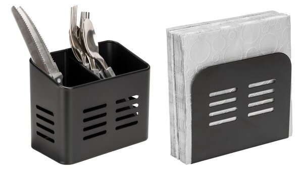 Kovinska stojala za pribor in serviete v kompletu 2 ks Black Outdoor Kitchen Baco – Wenko