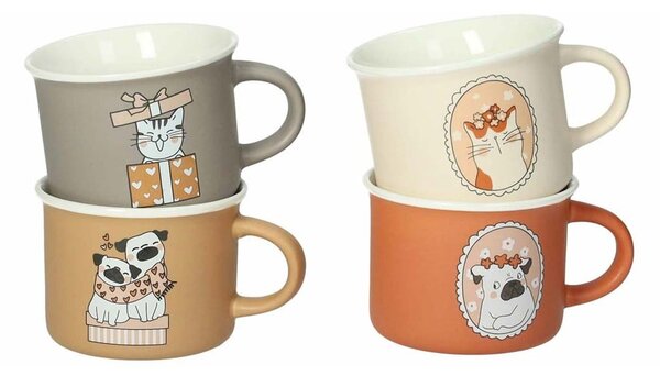 Porcelanaste skodelice v kompletu 4 ks 150 ml Cani e Gatti – Brandani