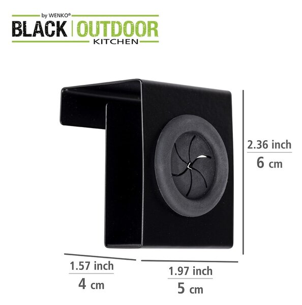 Črn obešalnik Wenko Black Outdoor Kitchen