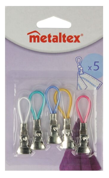 Komplet 5 pisanih večnamenskih sponk za brisače Metaltex