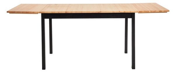 Raztegljiva jedilna miza iz borovega lesa s črno konstrukcijo Bonami Essentials Brisbane, 120 (200) x 70 cm