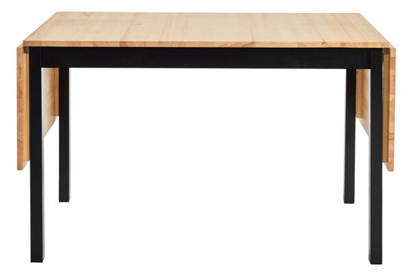 Raztegljiva jedilna miza iz borovega lesa s črno konstrukcijo Bonami Essentials Brisbane, 120 (200) x 70 cm