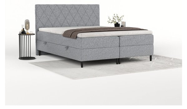 Siva boxspring postelja s prostorom za shranjevanje 140x200 cm Gwen – Maison de Rêve