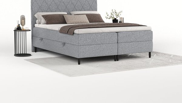 Siva boxspring postelja s prostorom za shranjevanje 140x200 cm Gwen – Maison de Rêve