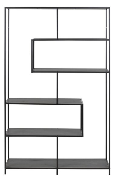 Črna knjižna omara v jesenovem dekorju 114x185 cm Seaford - Actona