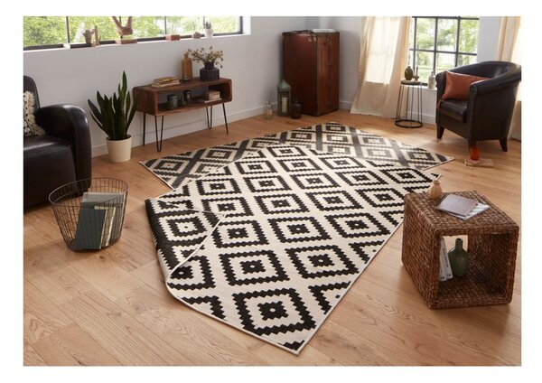 Črno-kremasta zunanja preproga NORTHRUGS Malta, 80 x 150 cm