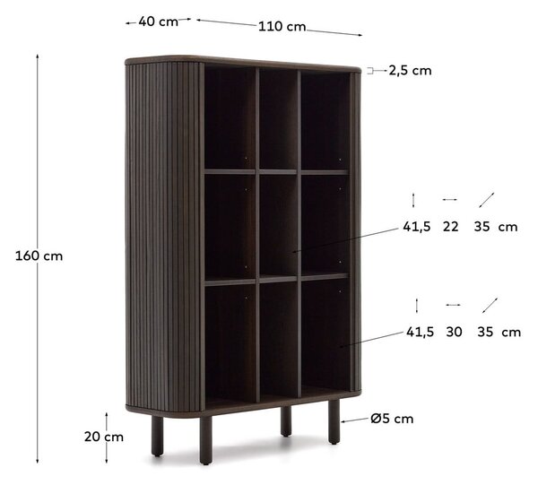 Temno rjava omarica v jesenovem dekorju z drsnimi vrati 110x140 cm Mailen – Kave Home