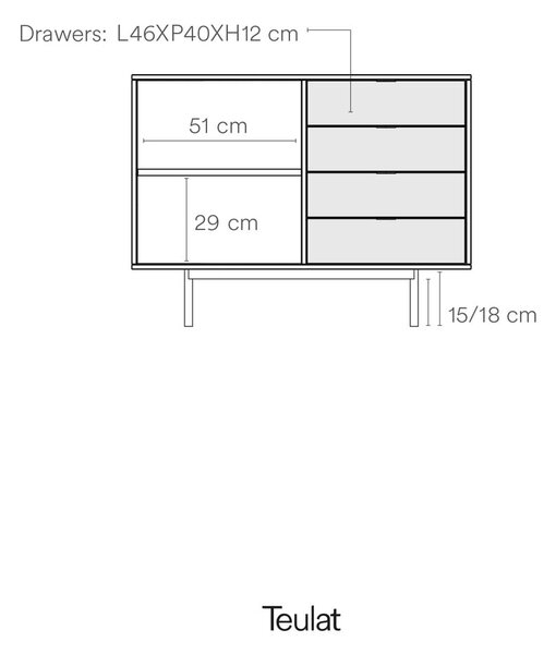 Črna nizka komoda v hrastovem dekorju 108x80 cm Sierra – Teulat